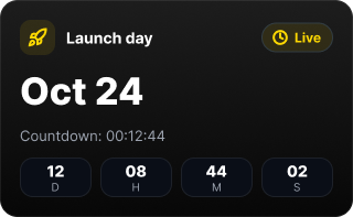 Countdown to launch day on October 24th with 12 days, 8 hours, 44 minutes, and 2 seconds remaining.