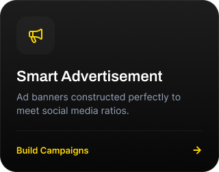 Icon of a megaphone above the text 'Smart Advertisement' on a dark background.